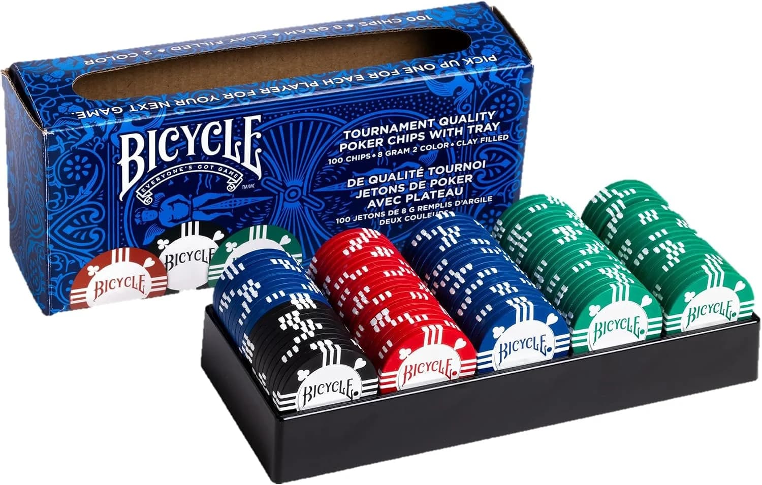 Bicycle, 100 jetons de poker bicolores