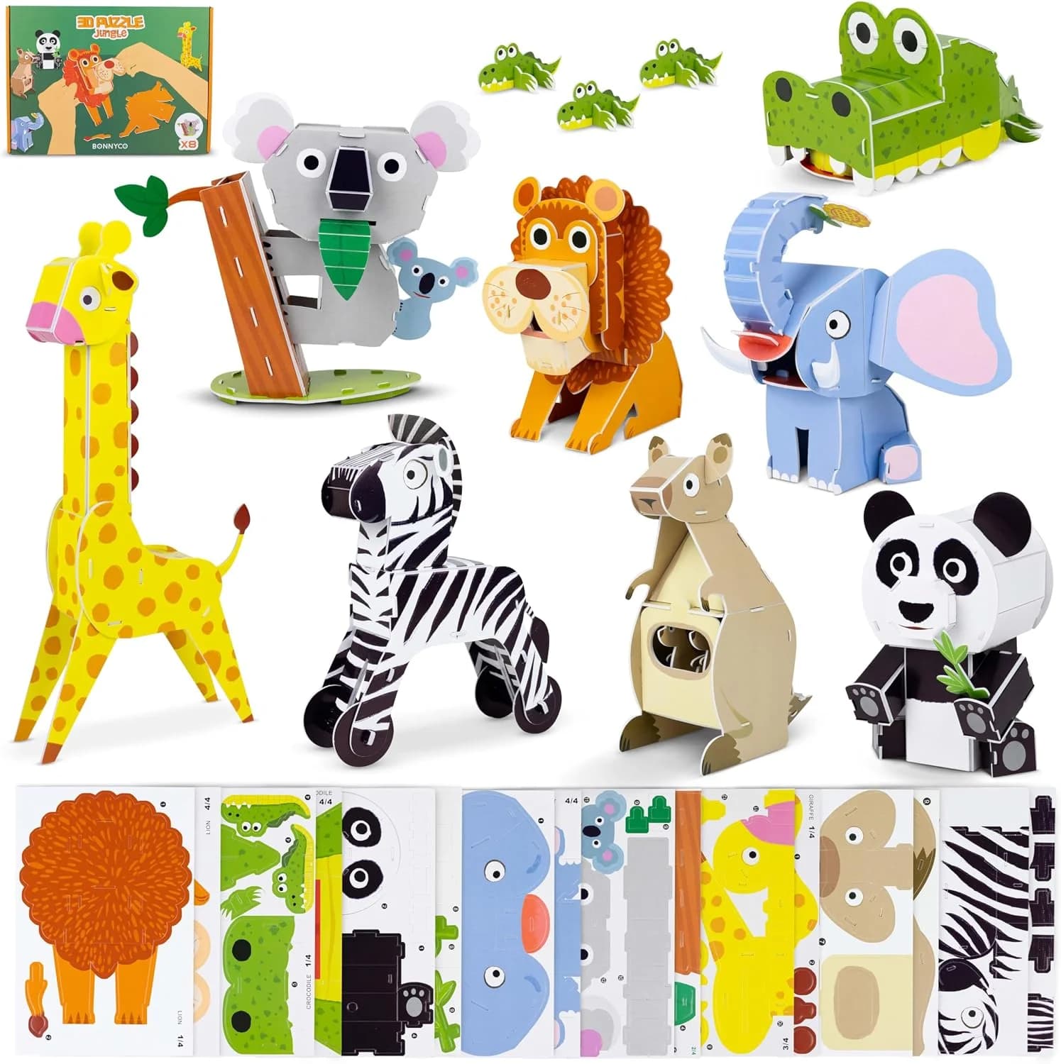 BONNYCO, 8 puzzles 3D animaux dès 6 ans