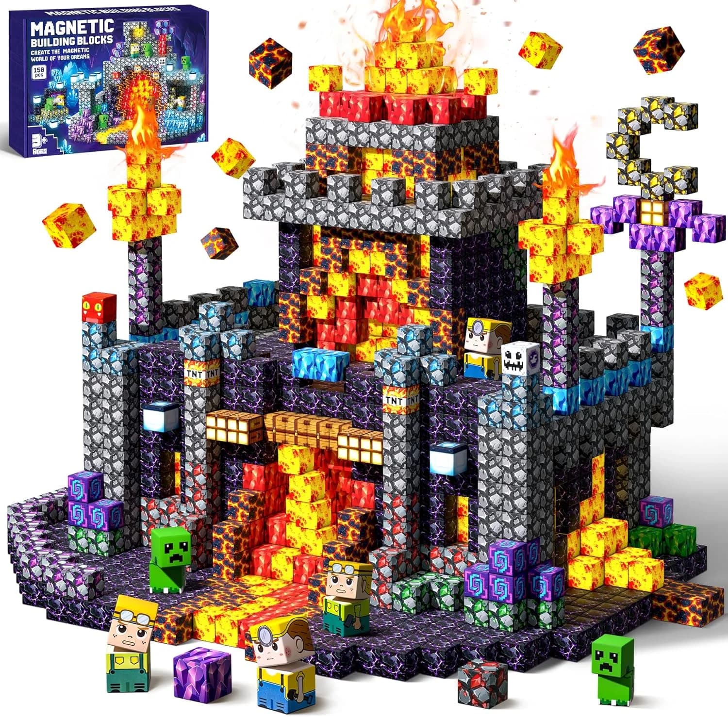 COOLJOYA Blocs magnétiques 150 pièces thèmes prairie et magma