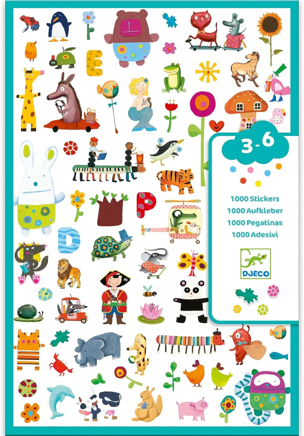 DJECO 1000 stickers papier enfants