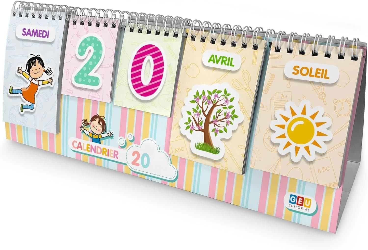 Editorial GEU, calendrier enfant jours mois saisons