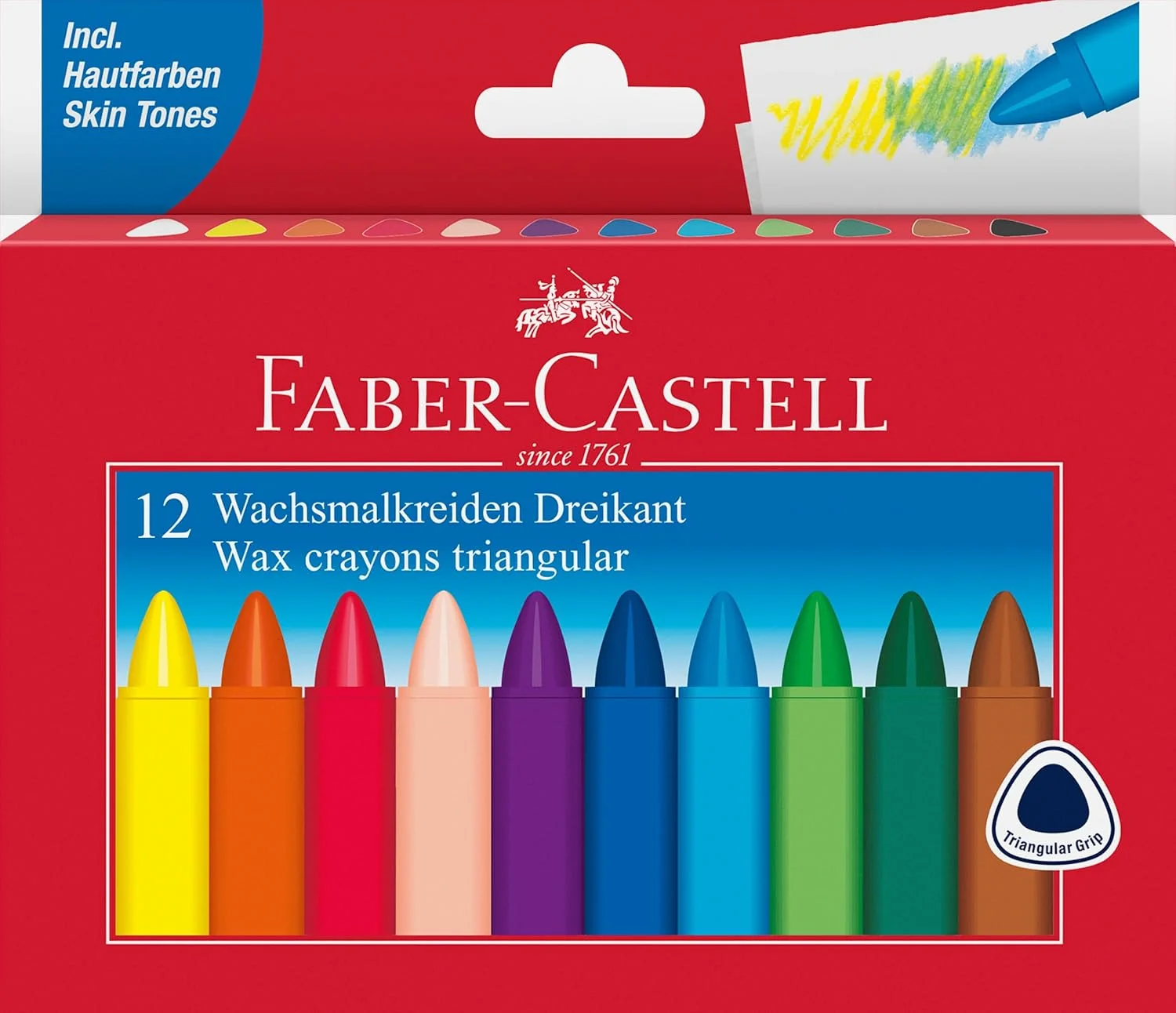 Faber-Castell Crayons de cire triangulaires, 12 couleurs