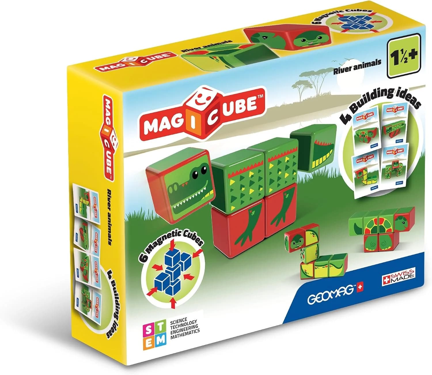 Geomag Magicube Animaux de rivière, 6 cubes aimantés
