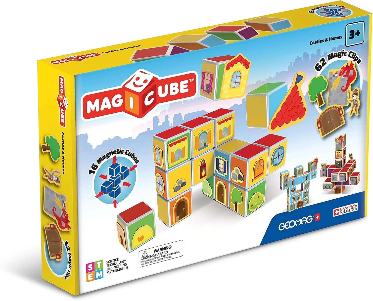 Geomag Magicube Châteaux, 16 cubes et 62 clips