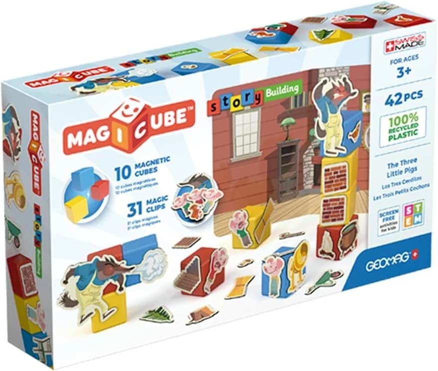 Geomag Magicube Les Trois Petits Cochons, 42 pièces