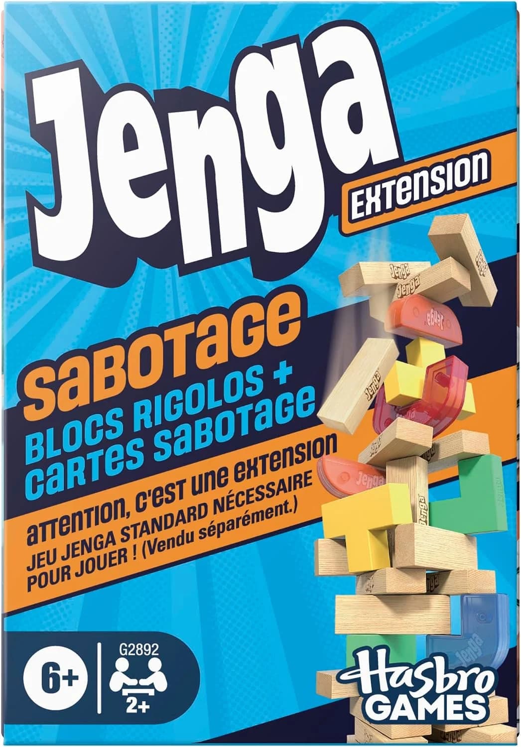 Hasbro Jenga Sabotage, extension avec 30 cartes