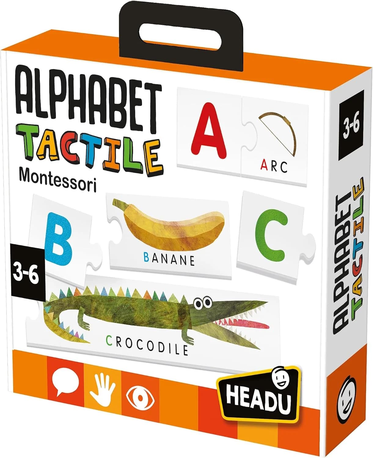 Headu Alphabet tactile Montessori, 52 pièces en relief