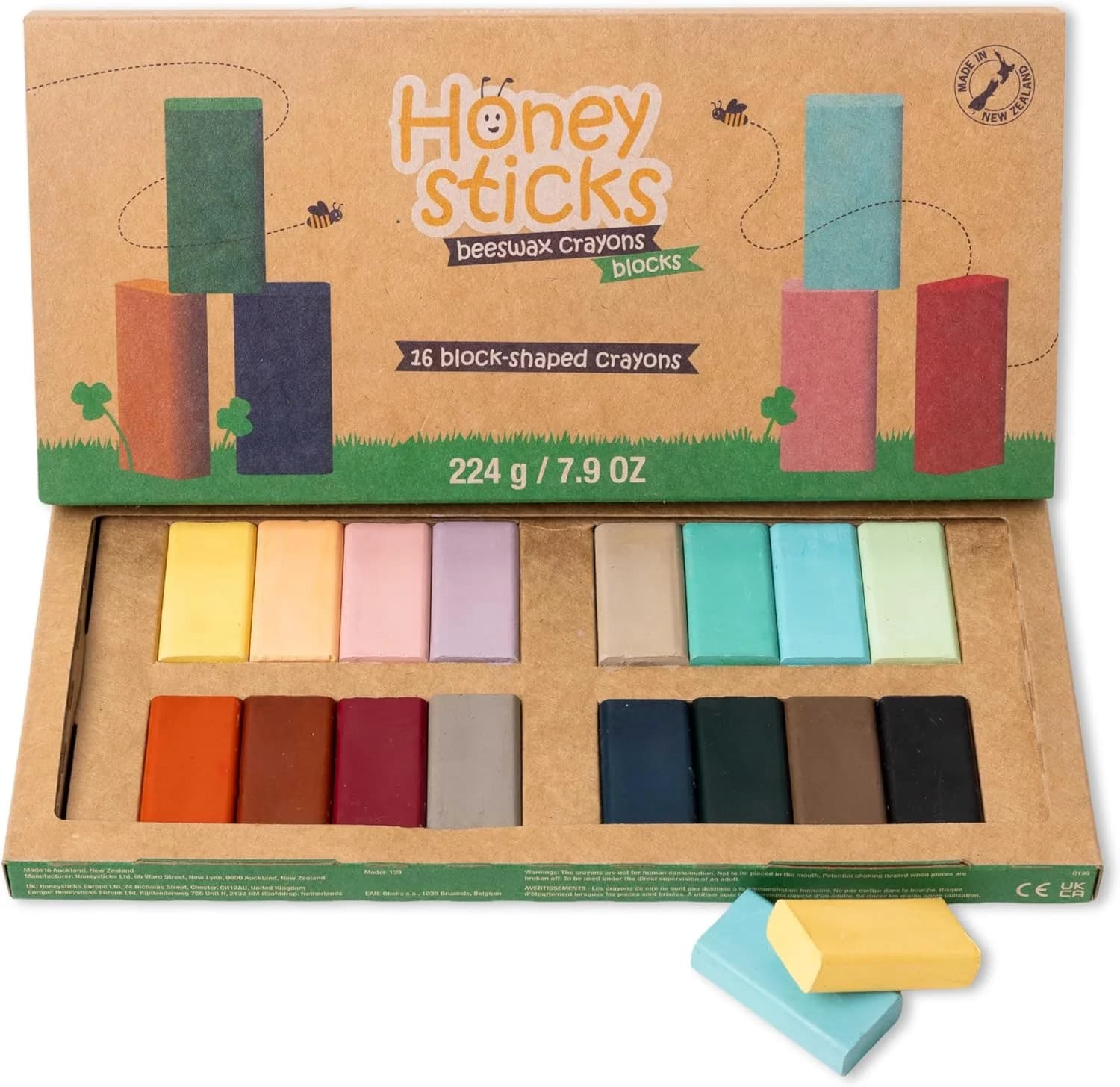 Honeysticks - 16 crayons de cire jumbo non toxiques
