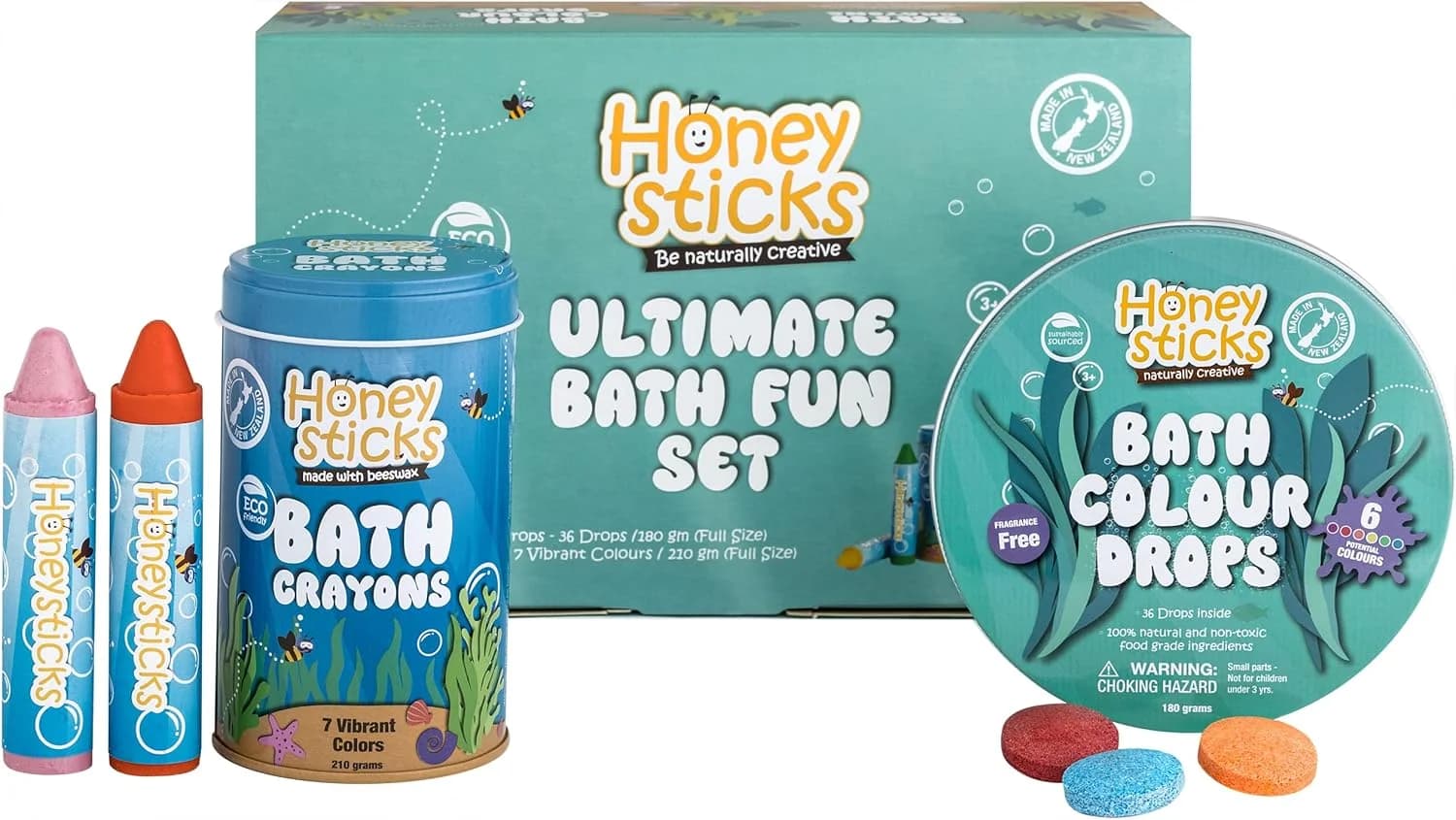 Honeysticks Coffret bath fun crayons et pastilles colorées