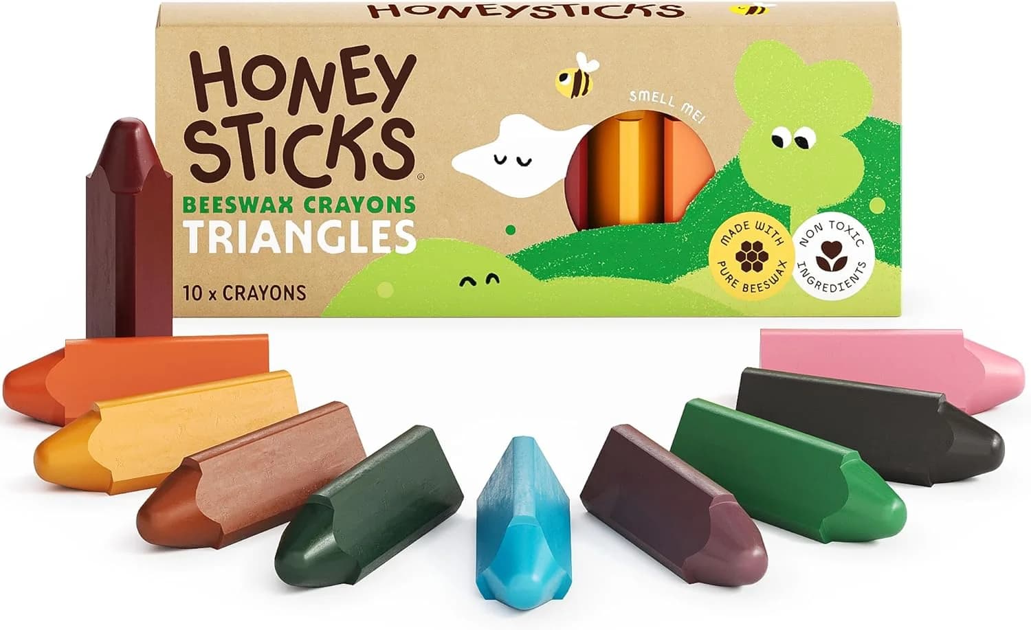 Honeysticks Crayons de cire triangulaires enfant x10
