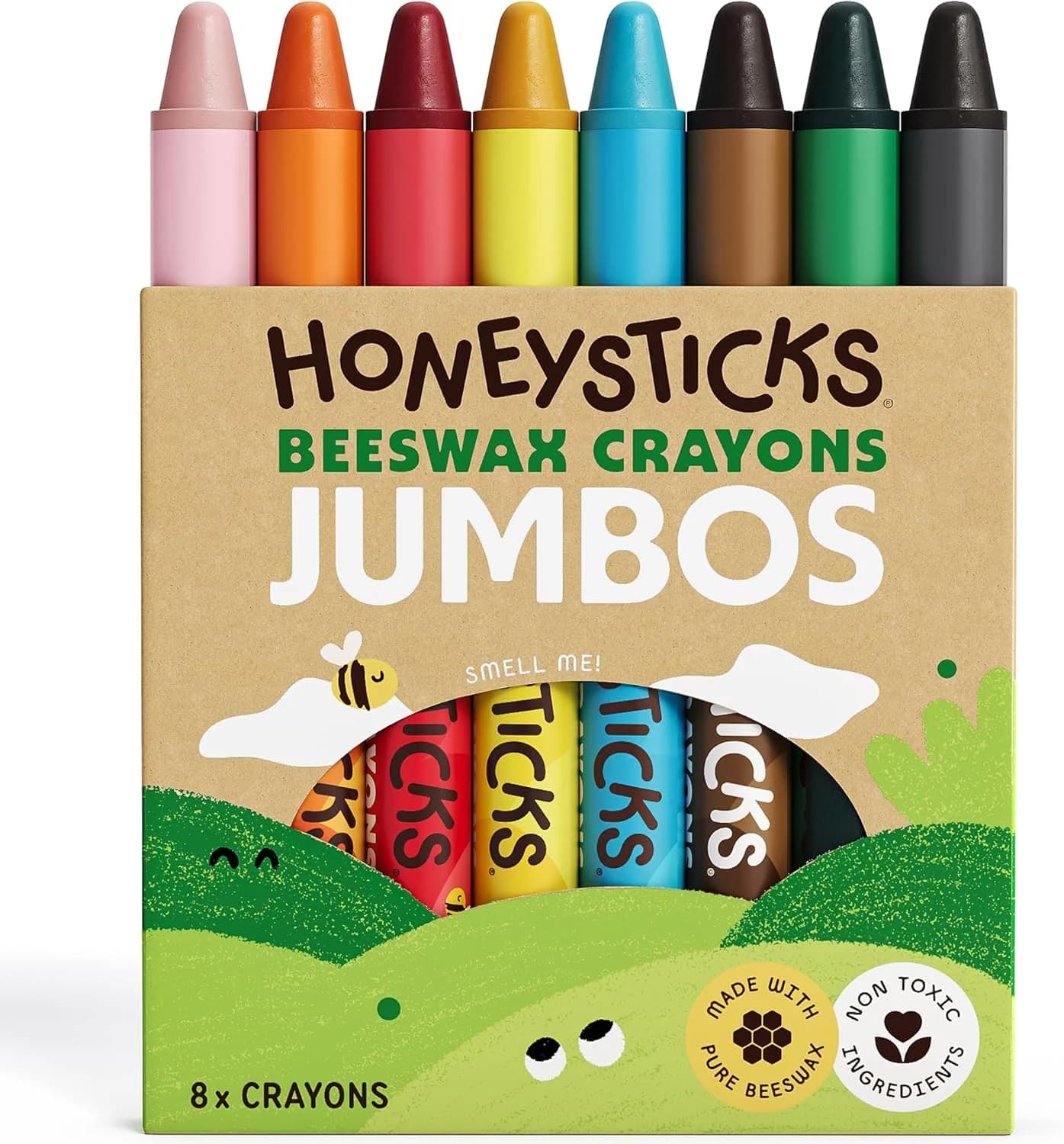Honeysticks crayons fins en cire d’abeille - boîte de 8