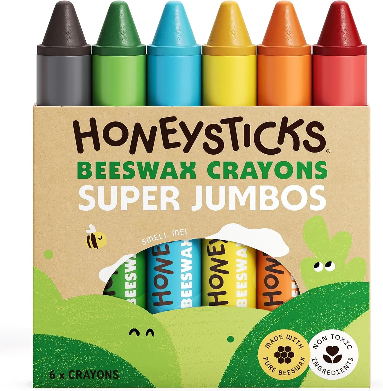 Honeysticks crayons super jumbo en cire d’abeille - boîte de 6