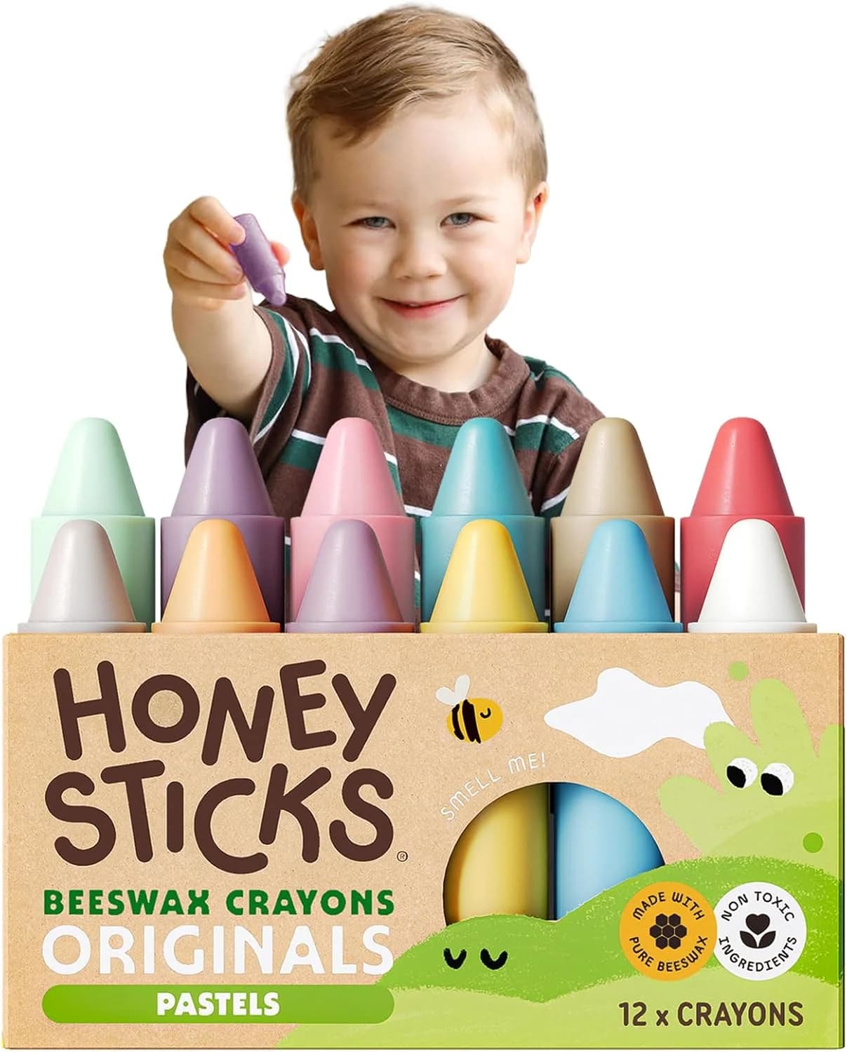 Honeysticks gros crayons pastel en cire d’abeille - boîte de 12