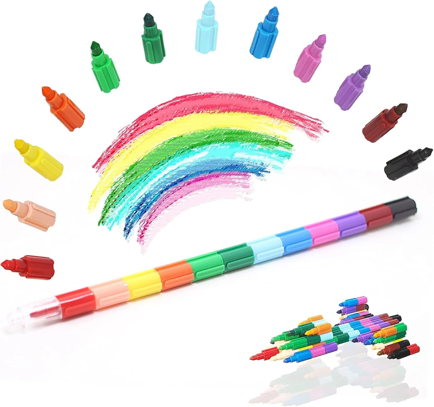 ICEPAPA Crayons de cire empilables, 10 pièces