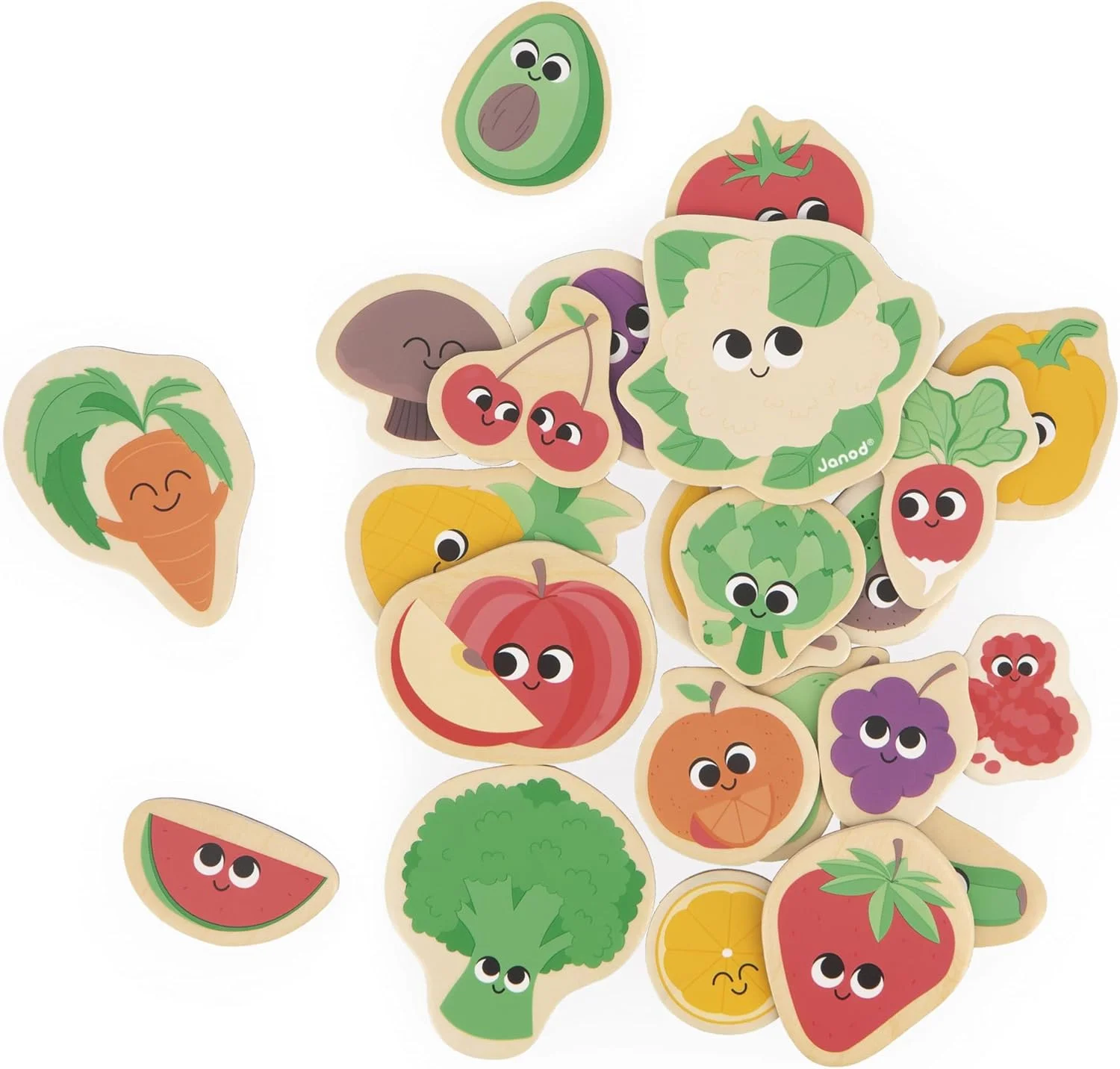 Janod 24 magnets en bois Fruits & légumes (2-5 ans)