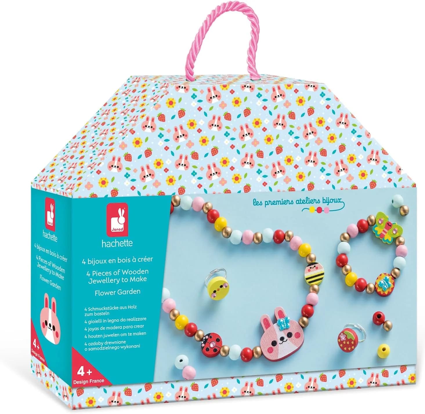 Janod 4 bijoux en bois à créer Flower Garden – dès 4 ans