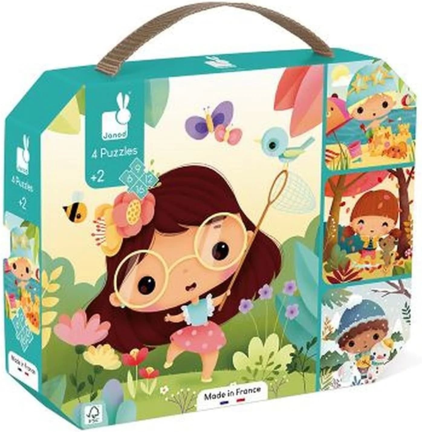 Janod 4 puzzles évolutifs "Les 4 saisons" (6 à 16 pièces, dès 2 ans)