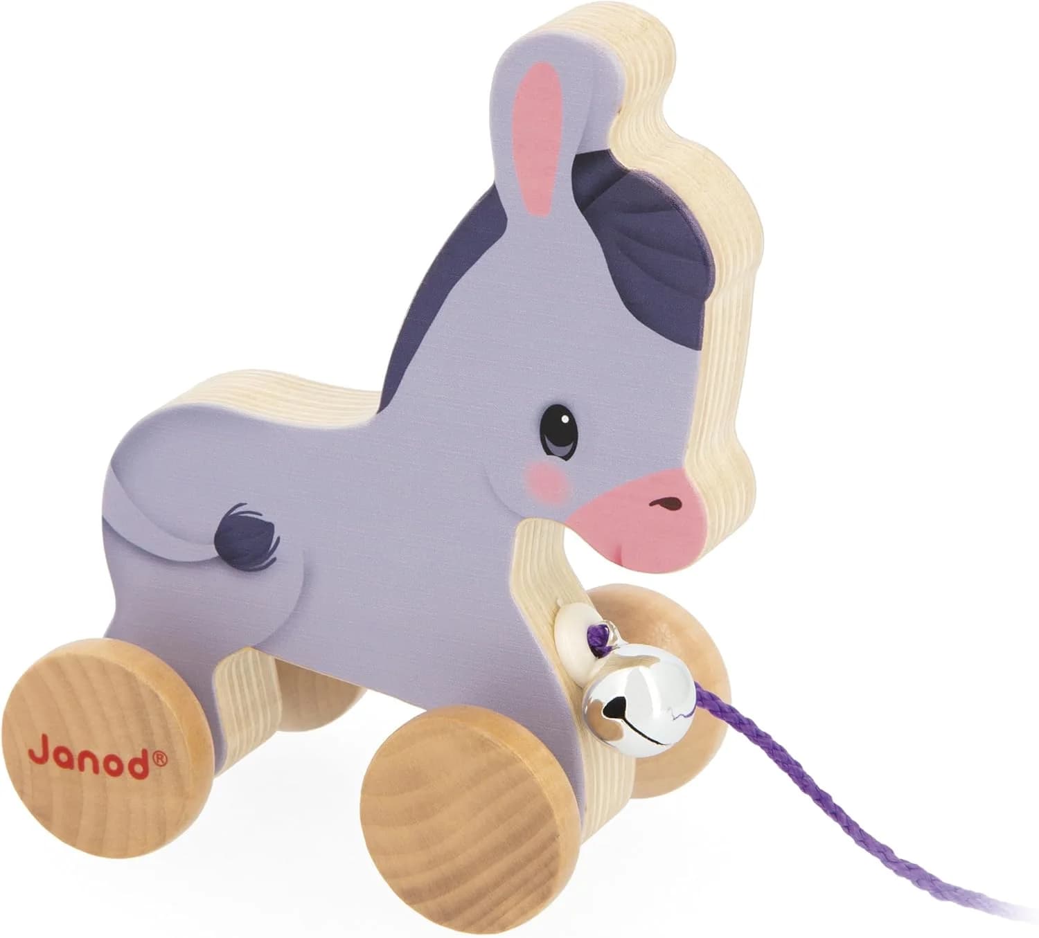 Janod – Âne à promener en bois avec clochette