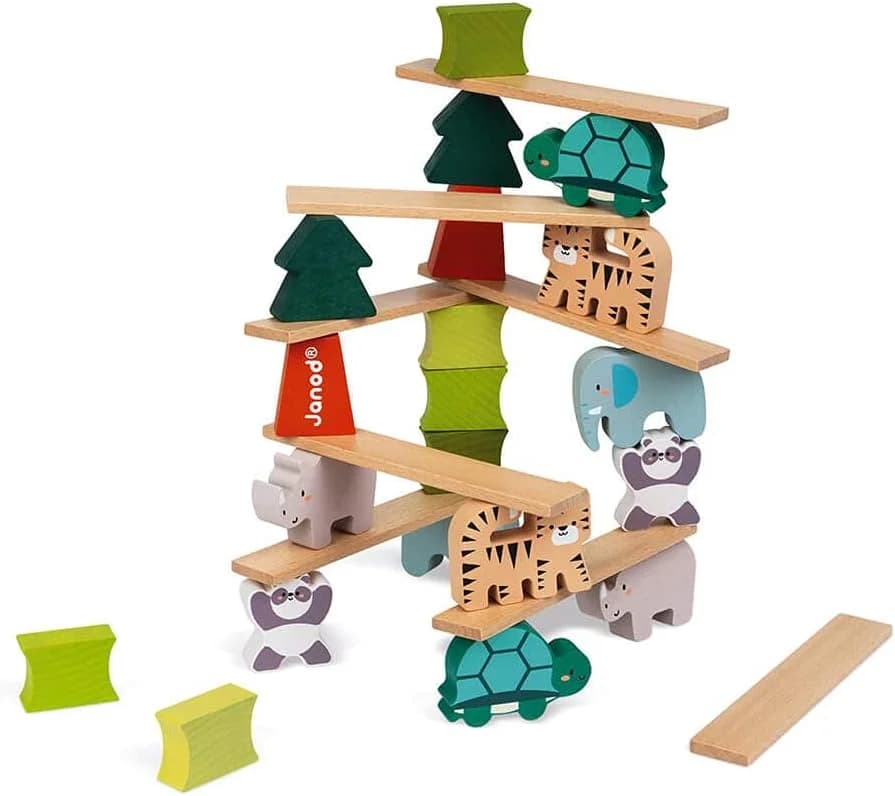 Janod Animaux équilibristes WWF – jeu d'équilibre en bois (26 pièces)