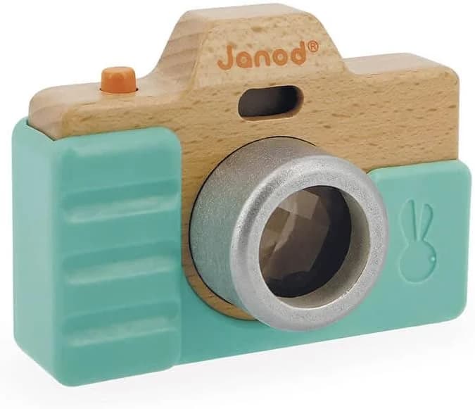 Janod Appareil photo jouet en bois – Son & lumière (dès 18 mois)