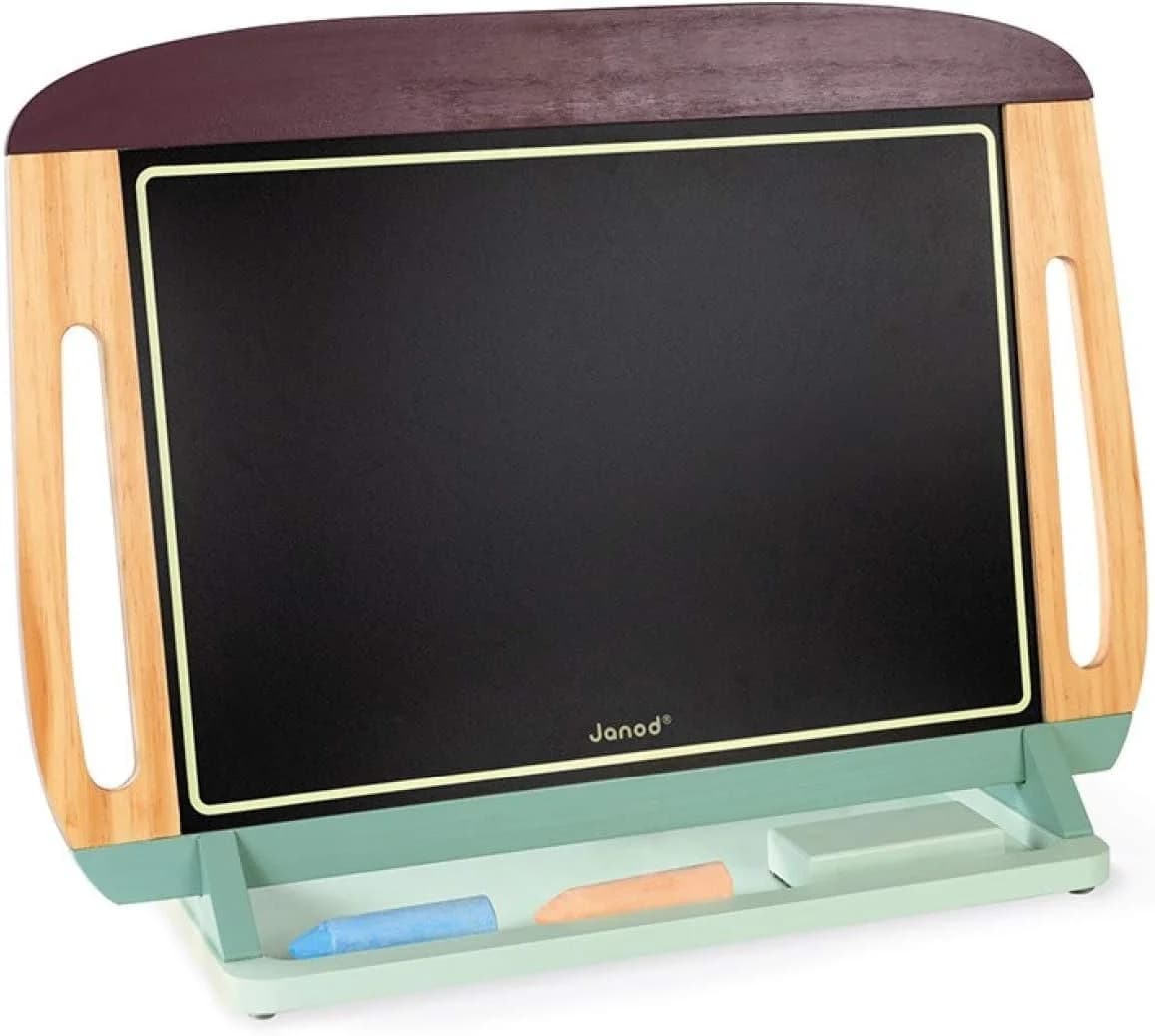 Janod Ardoise de table double face A3 – craie + tableau blanc magnétique