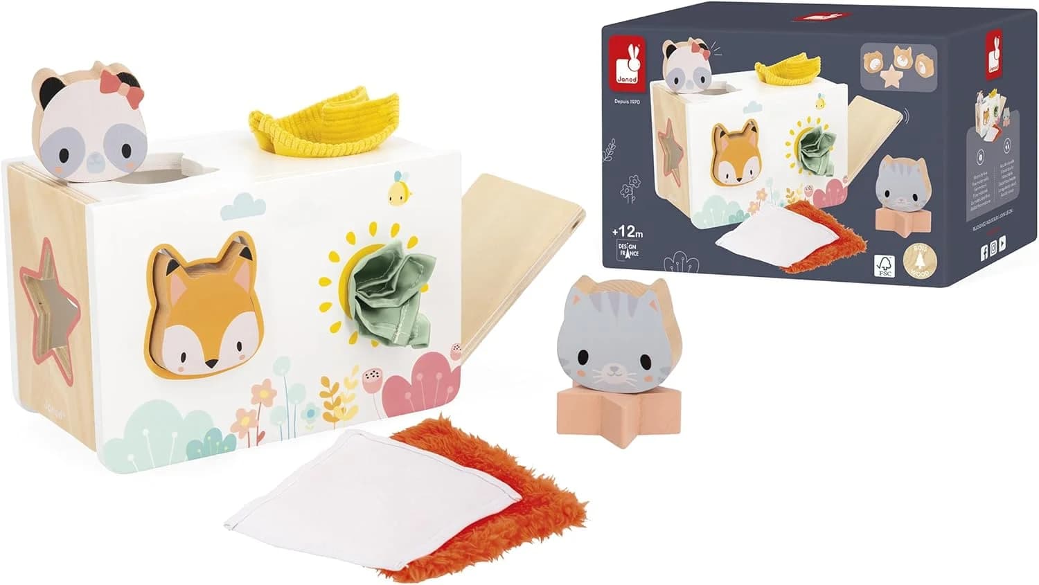 Janod Boîte à mouchoirs sensorielle en bois