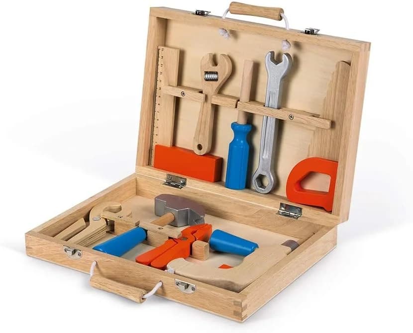 Janod Boîte à outils en bois “Brico’Kids” 9 accessoires (dès 3 ans)