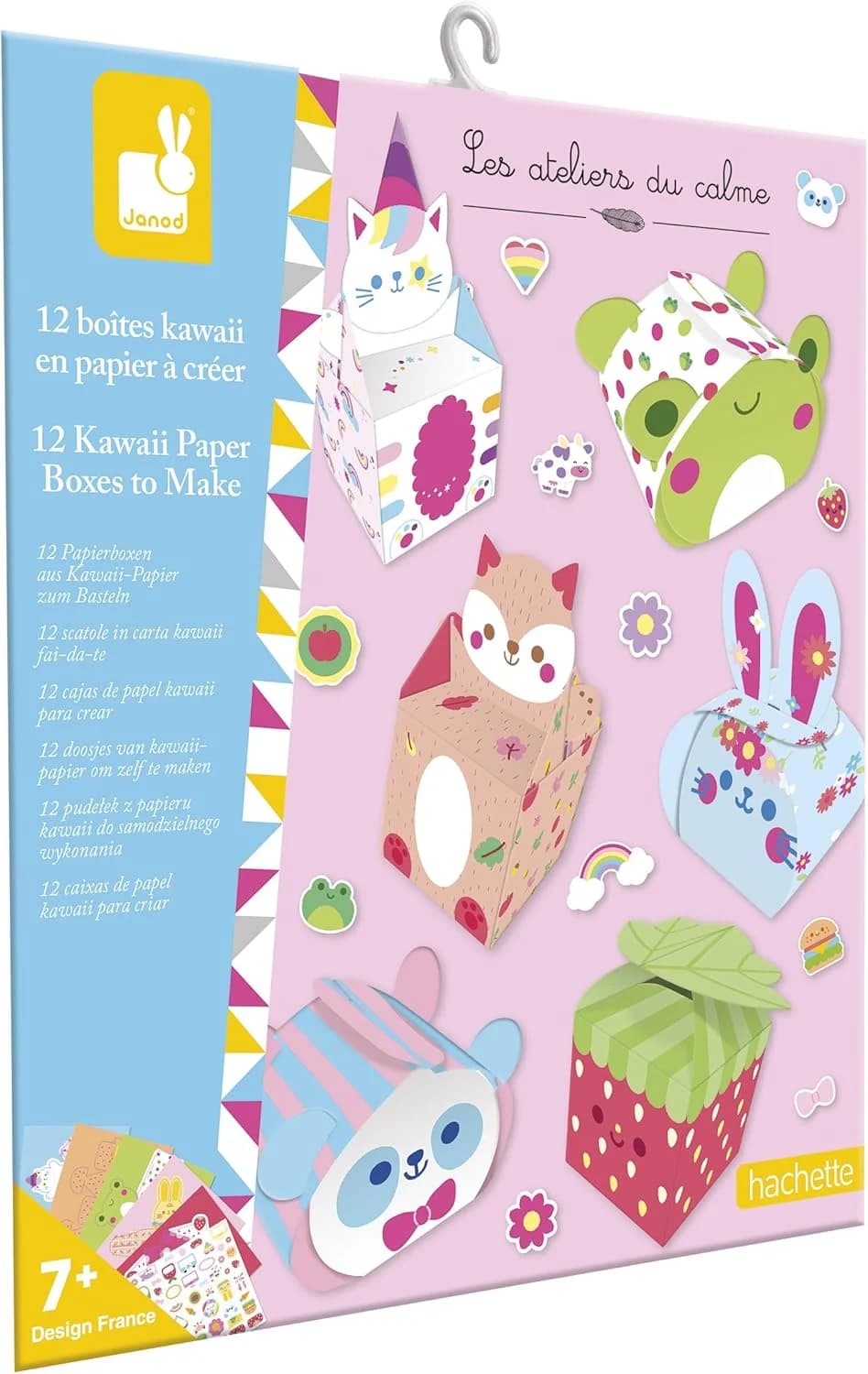 Janod Boîtes en papier Kawaii à plier – 12 créations + stickers (J09164)