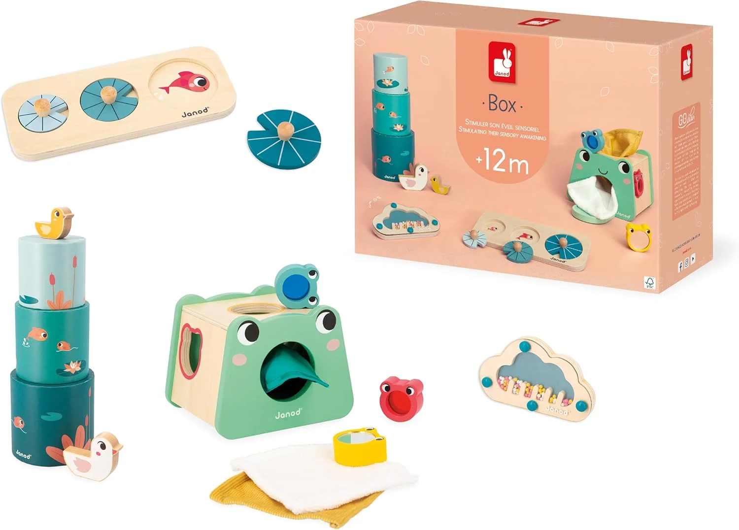 Janod Box jeux bébé 12 mois+ (sensoriel & motricité)