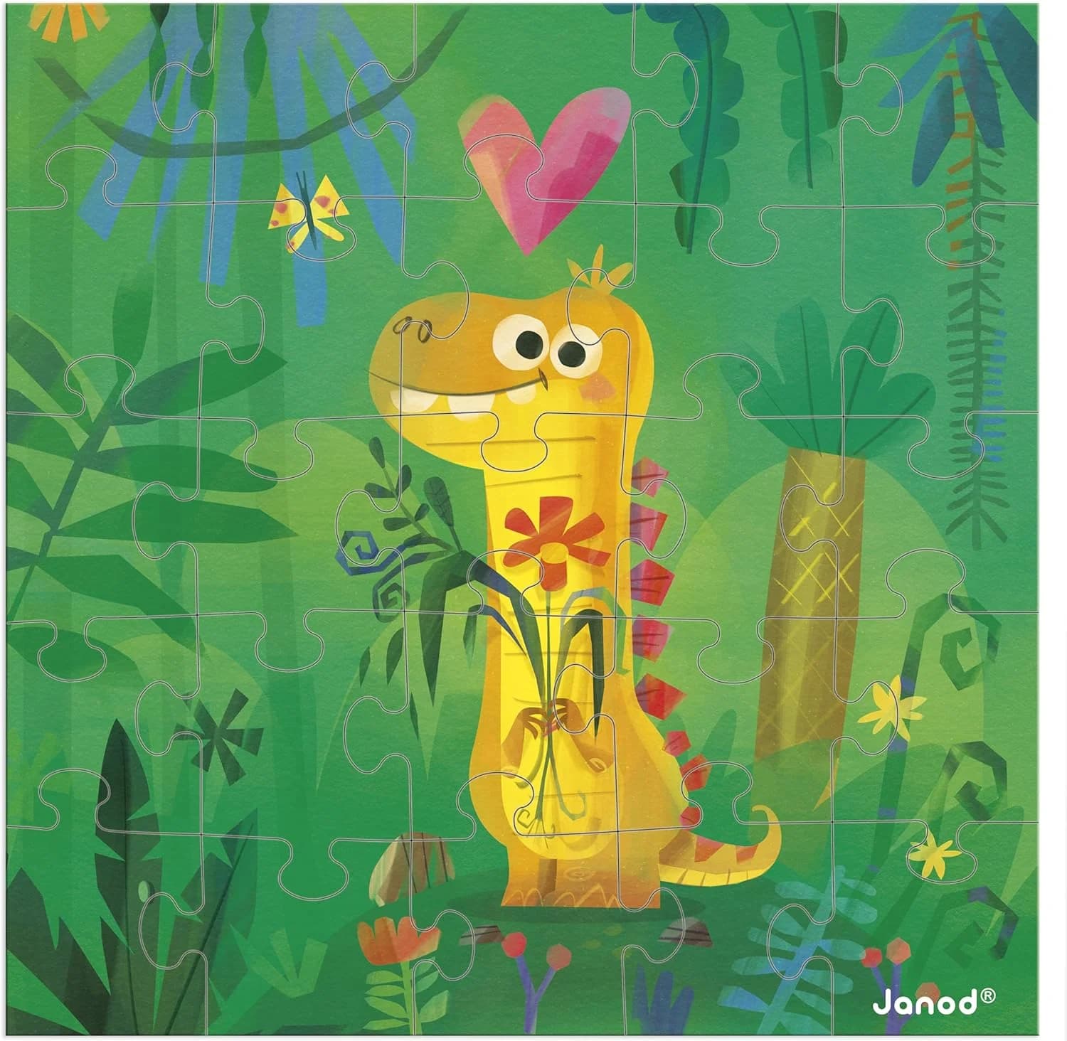 Janod - Carte anniversaire puzzle 25 pièces – Dino
