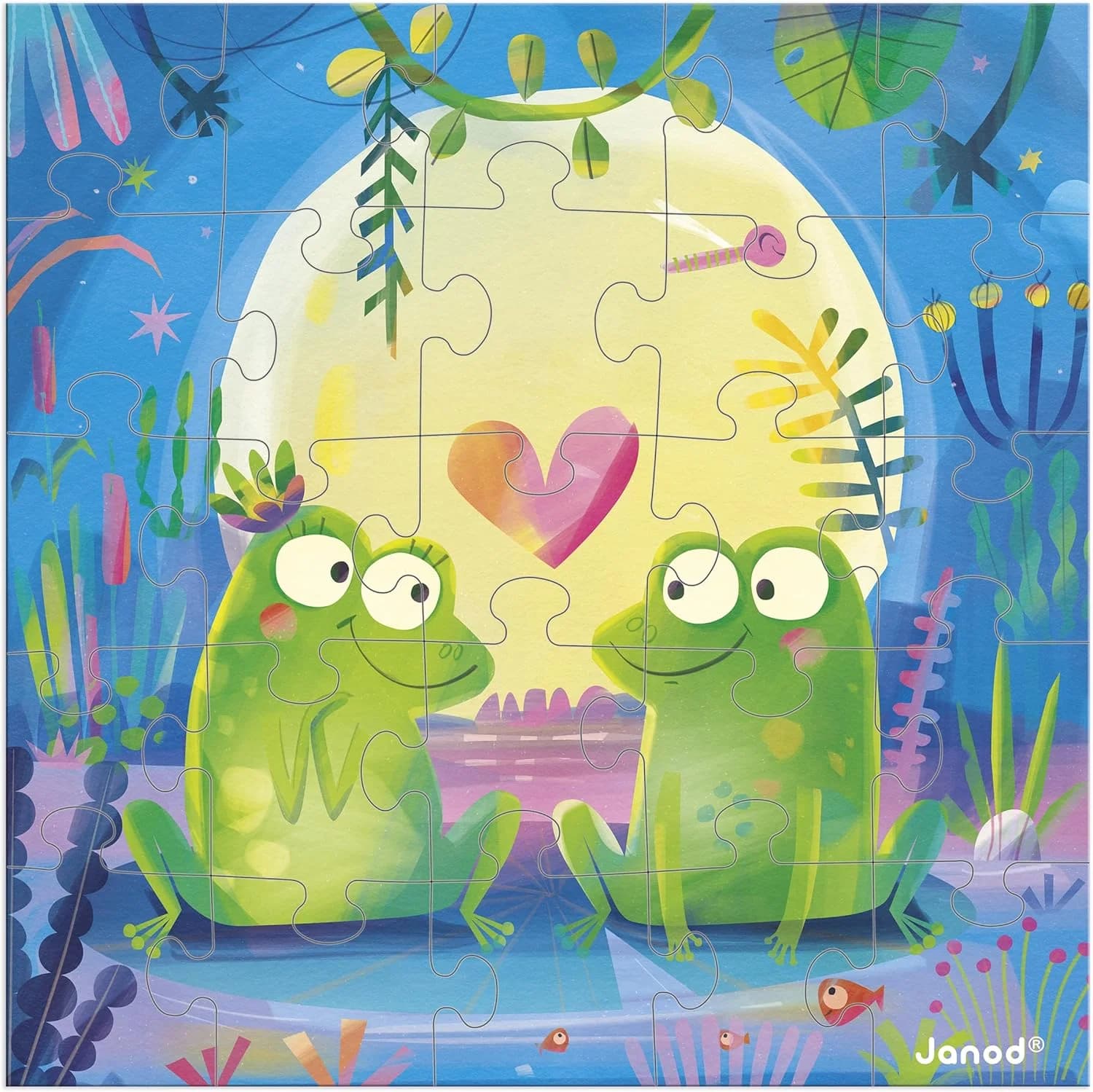 Janod - Carte anniversaire puzzle 25 pièces – Grenouilles
