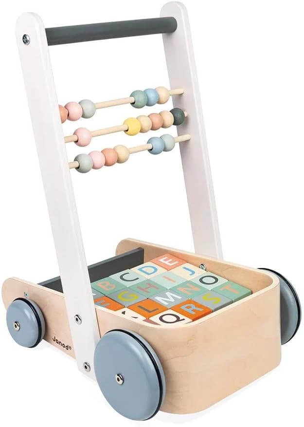 Janod Chariot de marche + cubes alphabet & boulier Sweet Cocoon - 1 an+