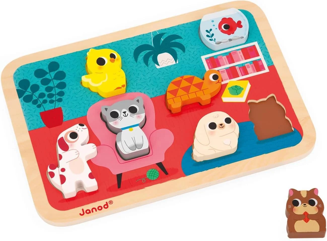 Janod - Chunky puzzle Animaux familiers (7 pièces en bois)