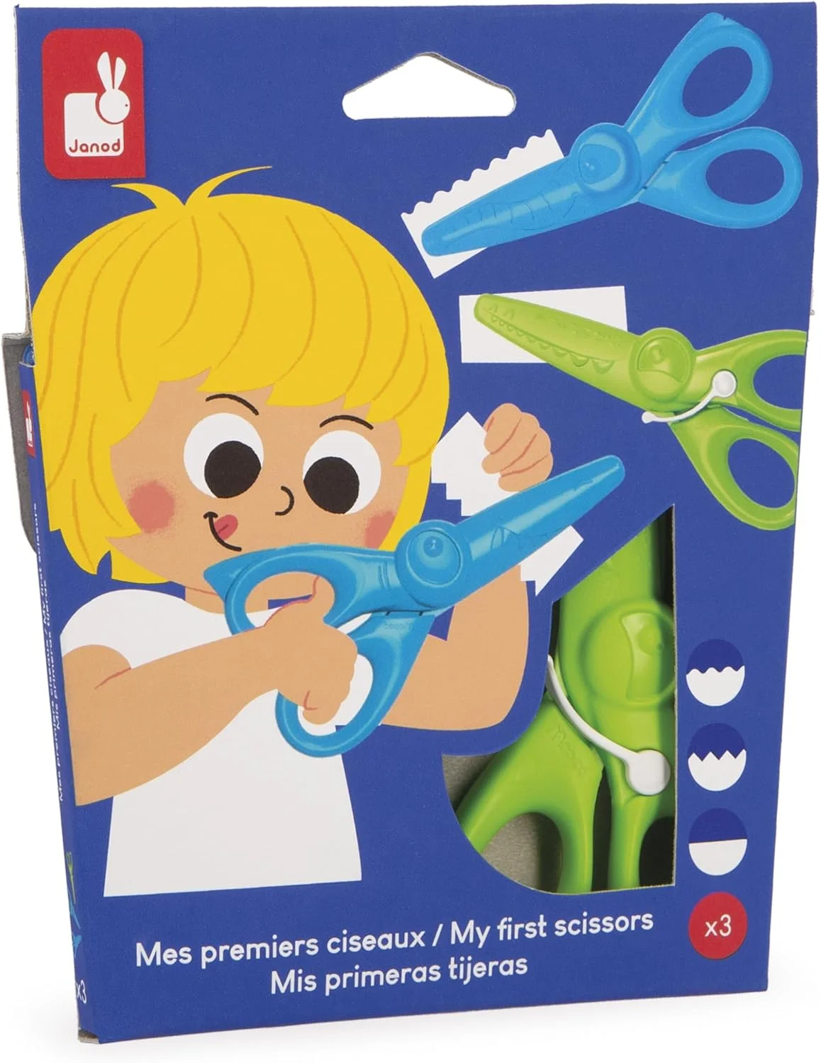 Janod Ciseaux Enfants Sécurisés (x3) Découpes Animaux dès 3 ans
