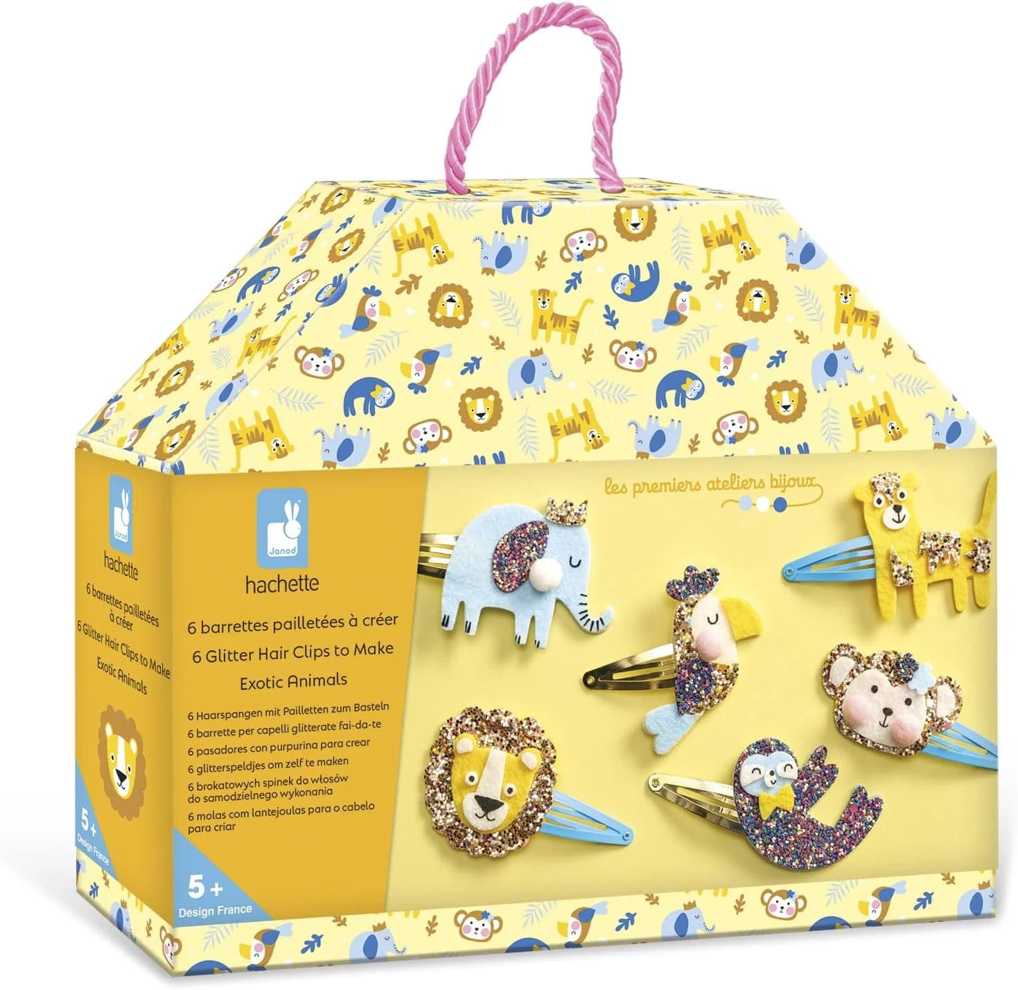 Janod Coffret 6 barrettes à créer – Animaux exotiques (J09178)