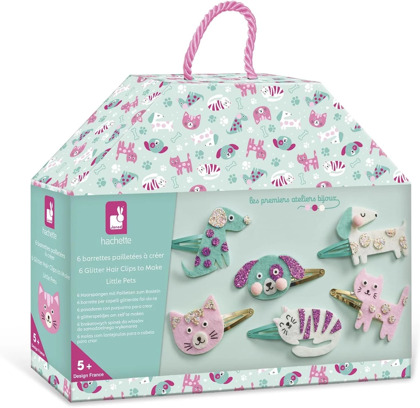 Janod Coffret 6 barrettes à créer – Chat & Chien (J09181)