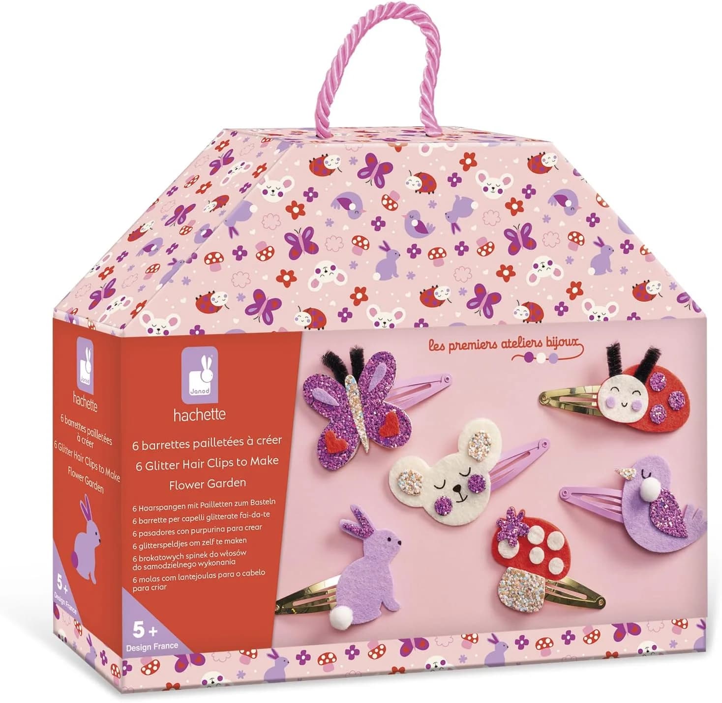 Janod Coffret 6 barrettes à créer – Jardin fleuri (J09179)