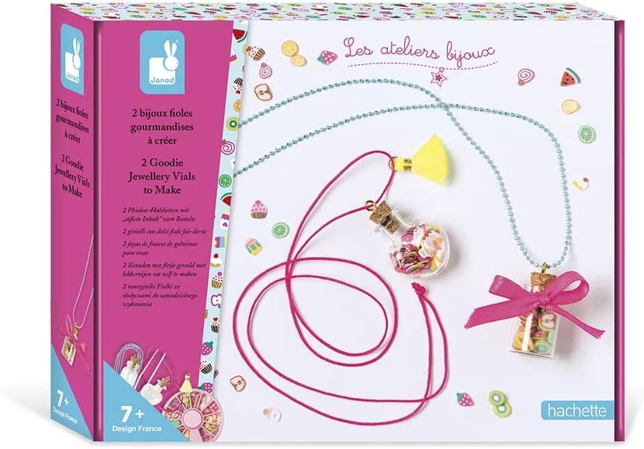 Janod – Coffret bijoux : 2 colliers fioles gourmandises à créer (dès 7 ans)