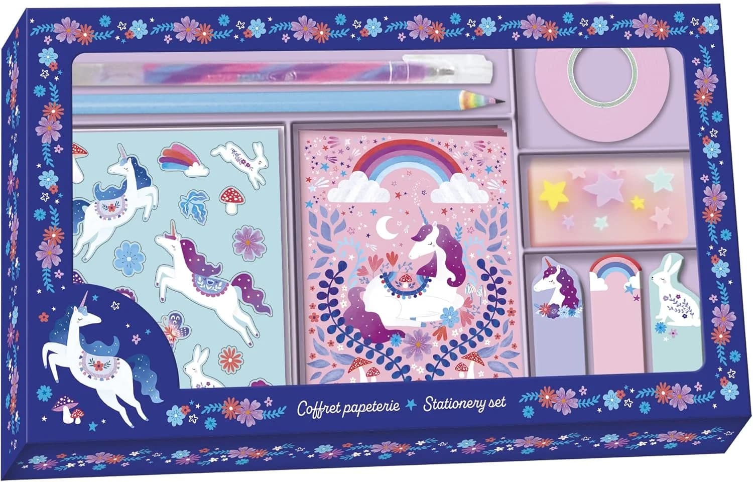 Janod Coffret papeterie licorne Dreamland – carnet, stickers, accessoires (J08940)