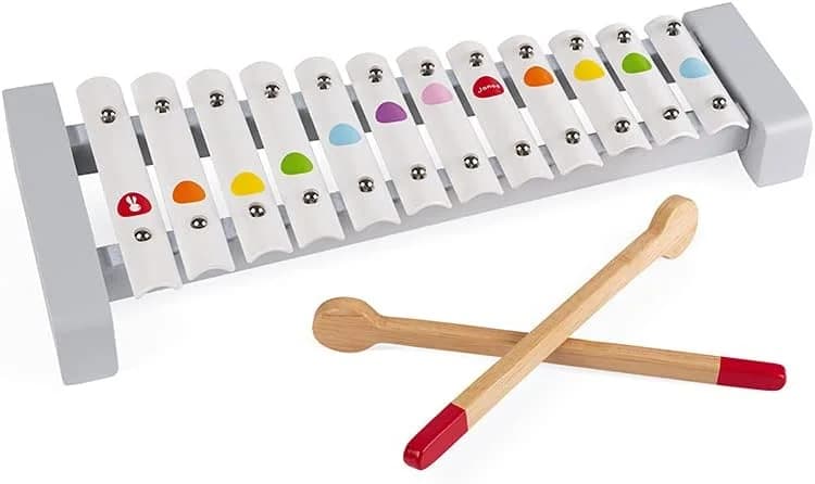 Janod Confetti - Xylophone métal 12 tons avec 2 baguettes