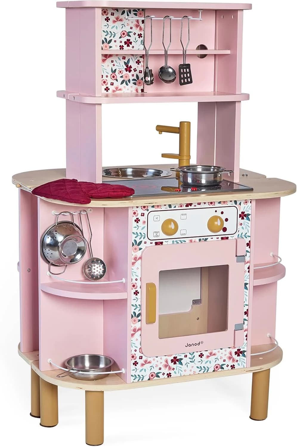 Janod Cuisine enfant Twist en bois recto/verso + 8 accessoires (3-6 ans)