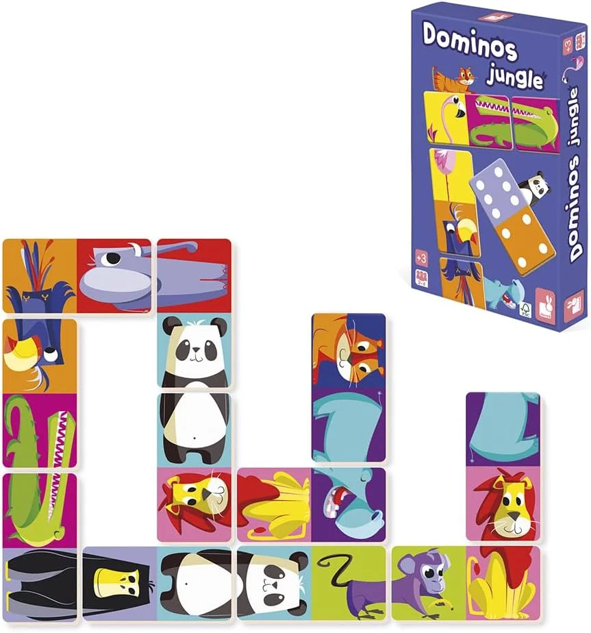 Janod - Dominos Jungle 2-en-1 (animaux + chiffres) - 28 pièces