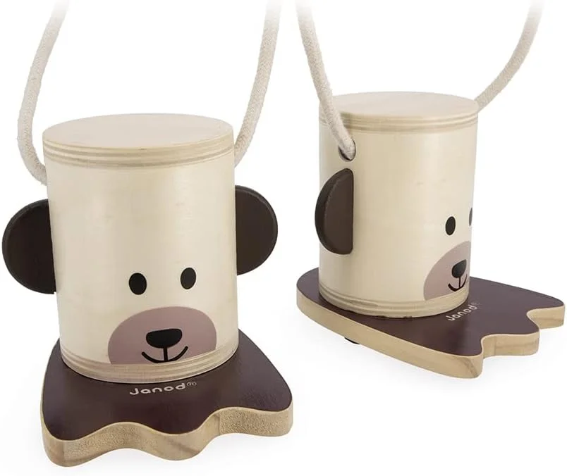Janod Échasses en bois Pattes d’Ours réglables – jeu de plein air dès 3 ans