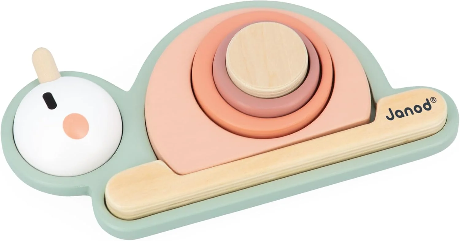 Janod - Empilable sensoriel Escargot Sweet Cocoon (6 pièces)