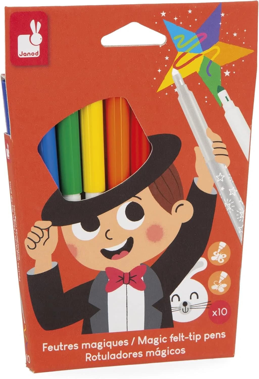 Janod - Feutres magiques lavables (10 + 2) - Dès 3 ans