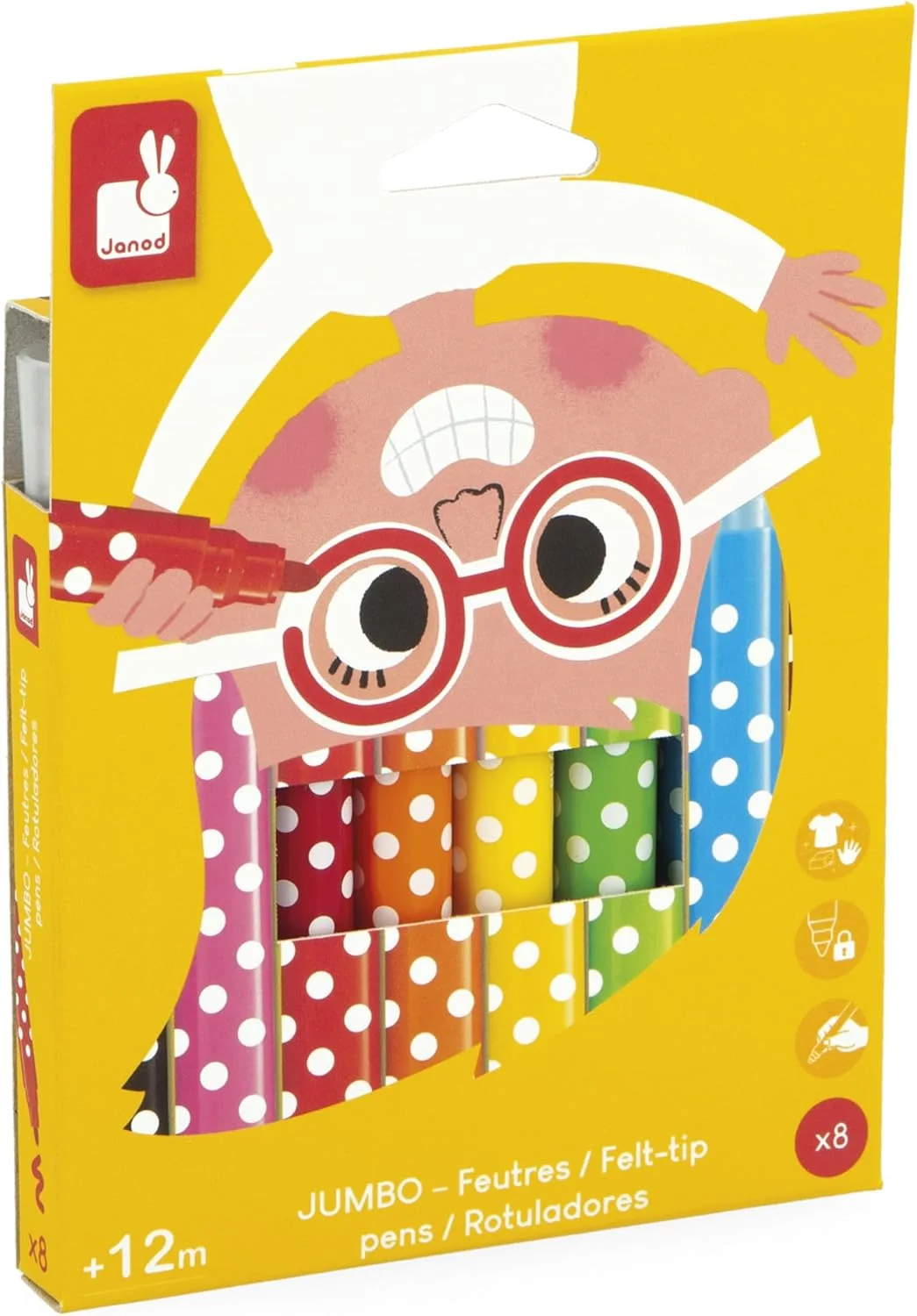 Janod - Gros feutres de coloriage premier âge (8 couleurs) dès 12 mois