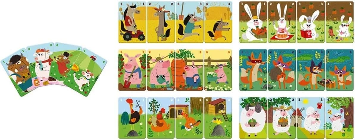 Janod Jeu de 7 familles Family Farm (28 cartes) dès 3 ans
