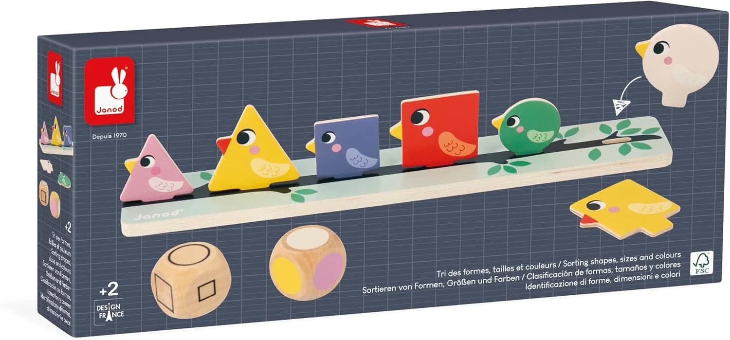 Janod - Jeu de tri formes, tailles et couleurs (76 pièces, dès 2 ans)