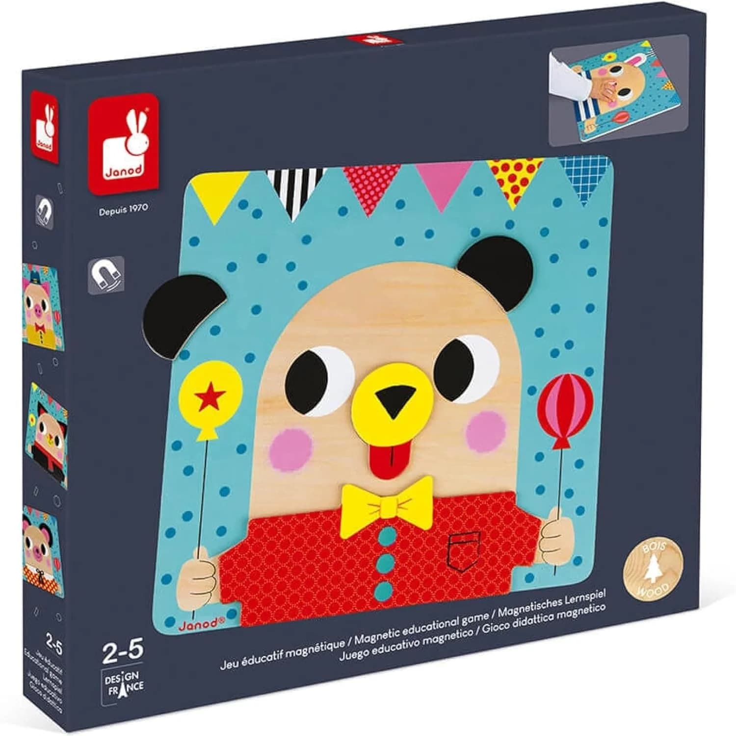 Janod Jeu magnétique Animaux à composer en bois - 30 pièces (dès 2 ans)