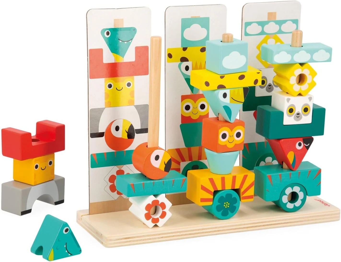 Janod Jeu Totem Tropik en bois – Empiler et reproduire (3-6 ans)